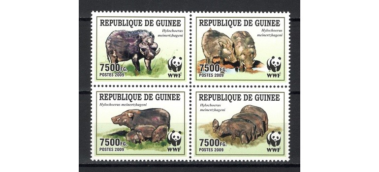 GUINEA 2009 - FAUNA WWF - SERIE IN BLOC DE 4 TIMBRE - NESTAMPILATA - MNH / fauna623